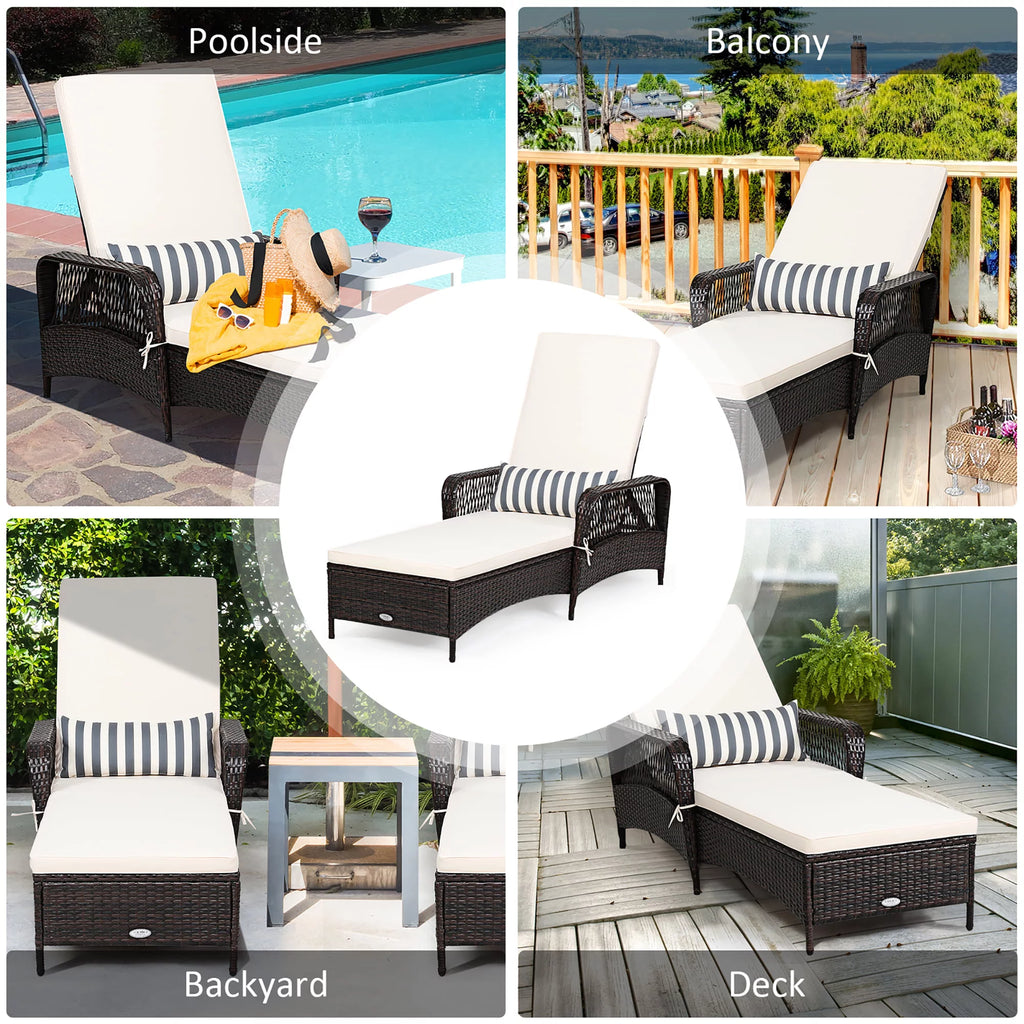 2PCS PE Rattan Chaise Lounge Chair Z7650