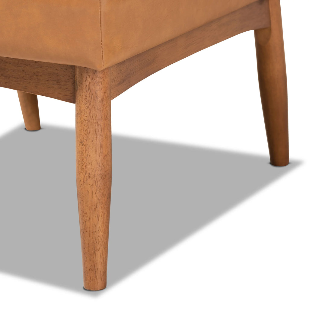 Tan Faux Leather Upholstered Wood Dining Chair I225