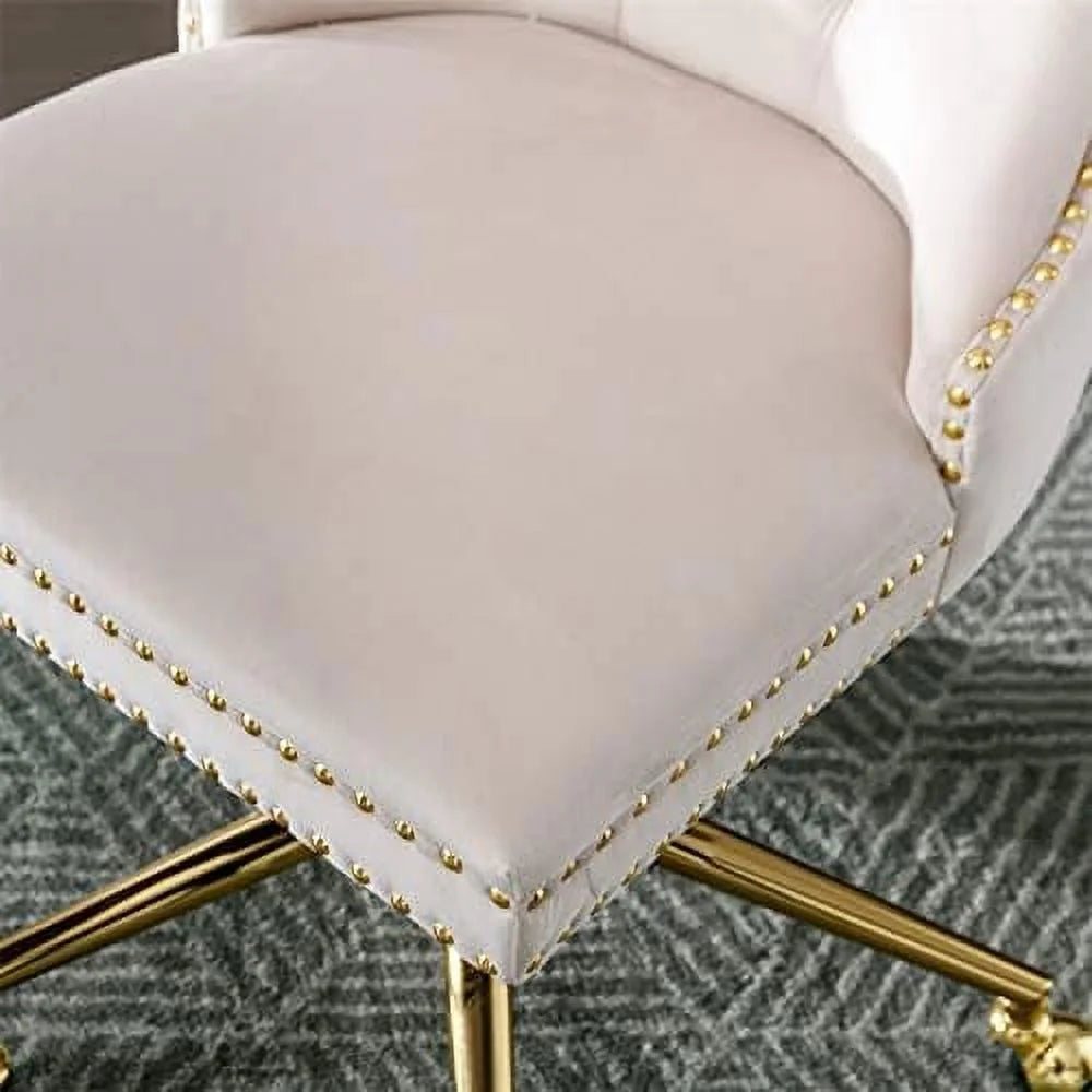 Black Tufted Artificial Rabbit Hair Office Chair with Golden Metal Base H499997