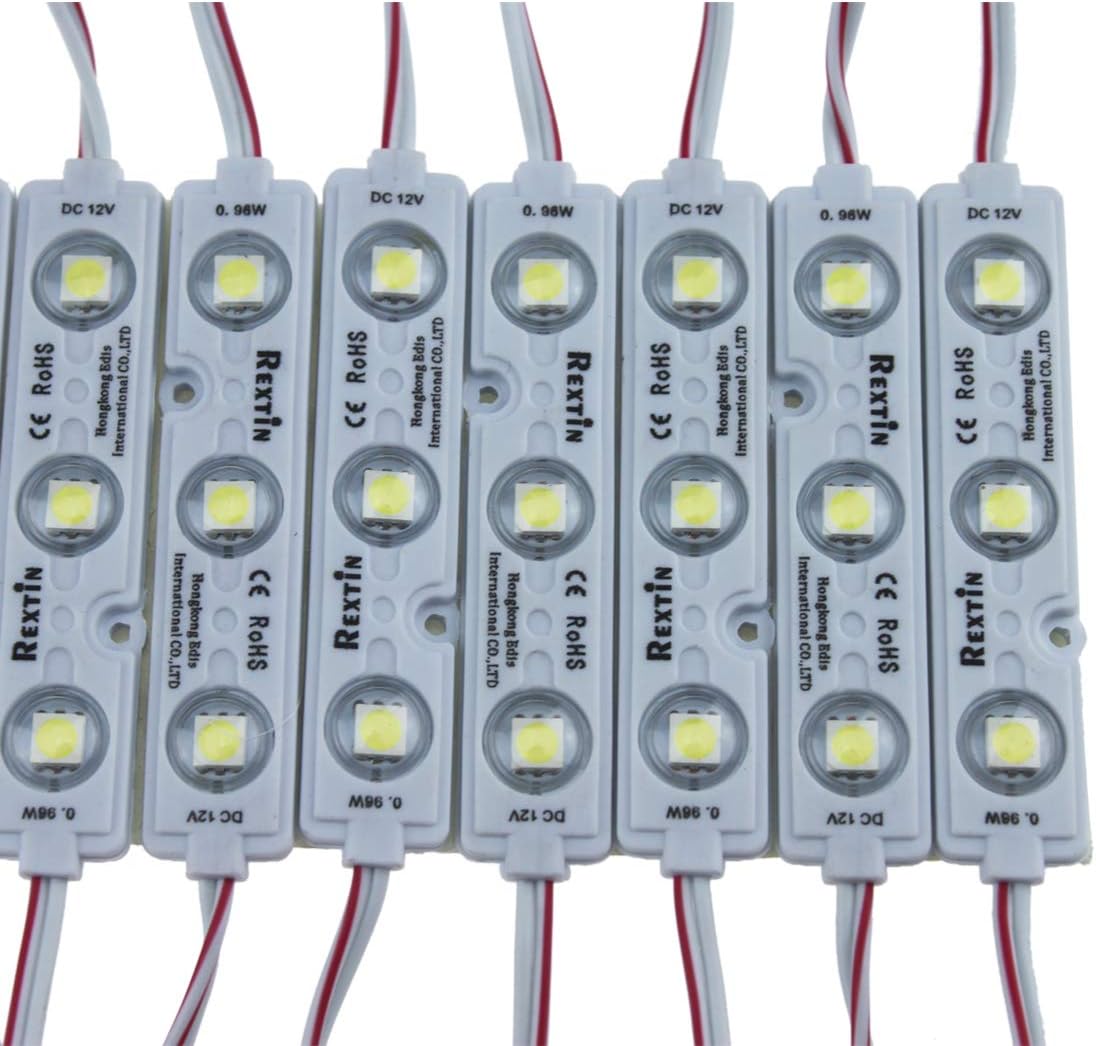 200pcs 3 LED Module White 5050 SMD Waterproof Decorative Light with Tape Adhesive Backside Pack of 2 I8742