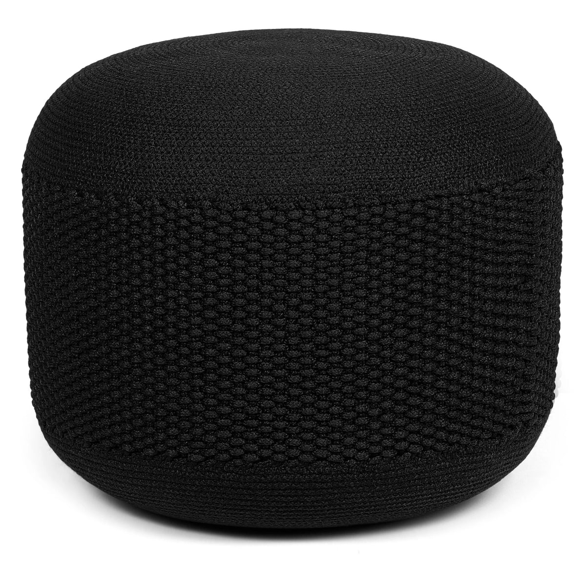 Woven Knitted Indoor or Outdoor Pouf - Black H337