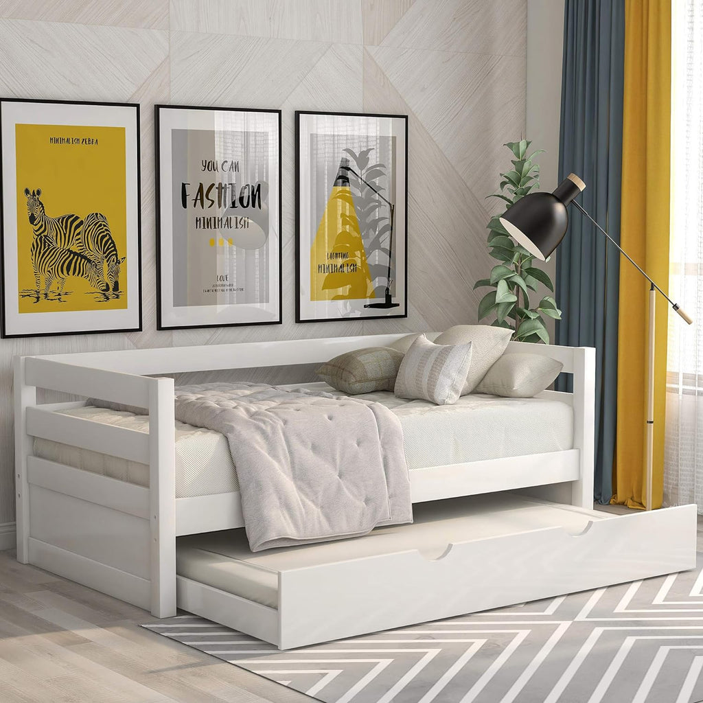 Twin Size Solid Wood Daybed with Trundle N688912