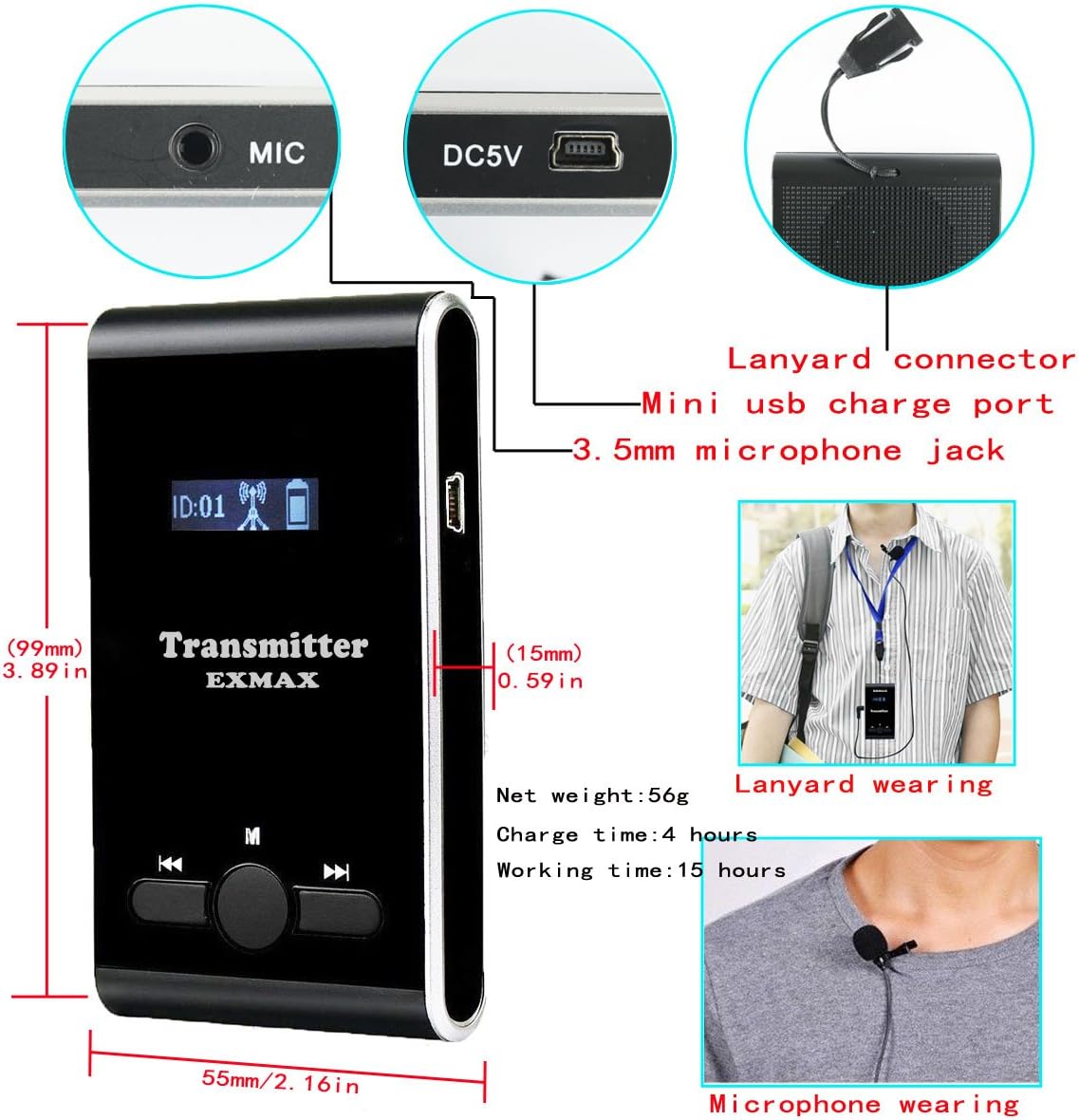Wireless Tour Guide System Headsets (1 Transmitter 6 Receivers) P466