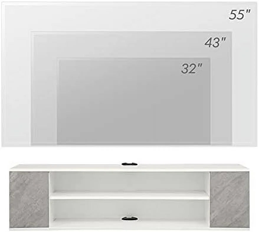 Floating TV Stand Wall Mounted Entertainment Center Grey 39 Inch J20310
