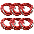 Pack of Six 25 Foot Red 1/4x22 TRS Patch Cable D6247