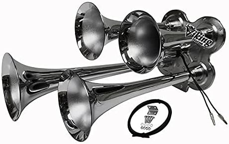 4 Trumpet Chrome Train Air Horn Pack of 2 J315