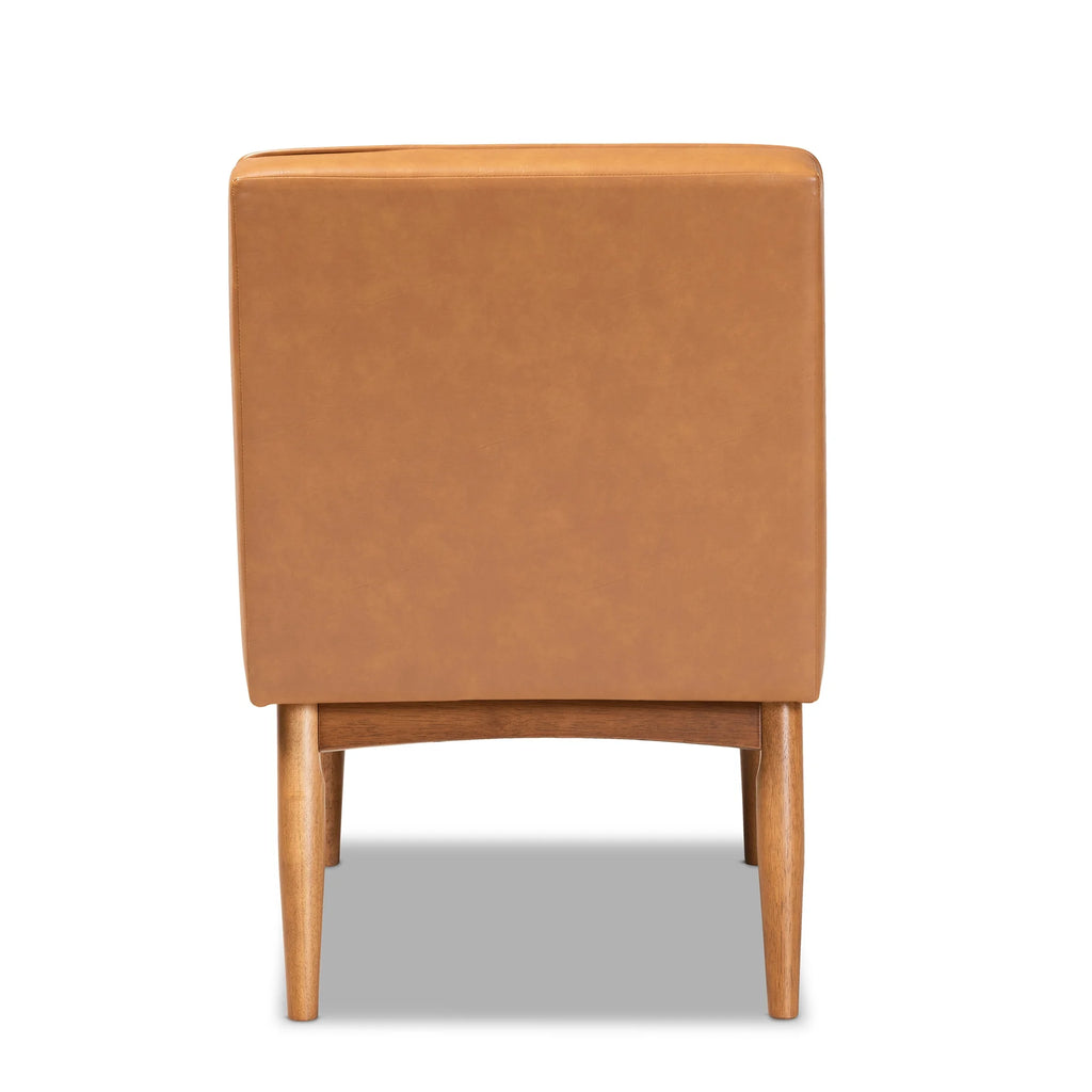 Tan Faux Leather Upholstered Wood Dining Chair I225