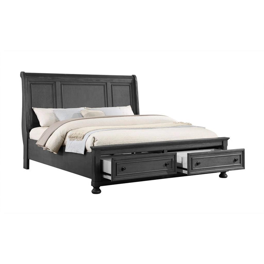 5PC King Bedroom Set with Wood & Rustic Gray Finish G8177
