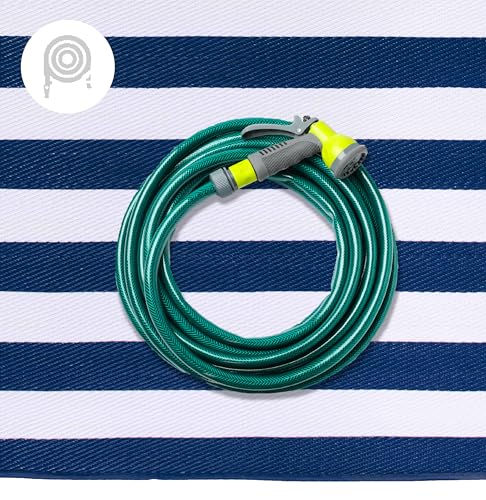 Teal & White 9 x 12 ft Waterproof Reversible Outdoor Camping Rug D55050