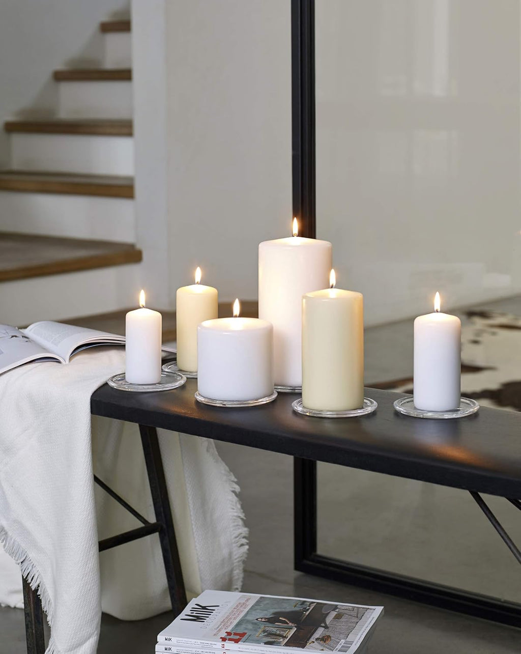 White Pillar Candles Set of 20 Unscented Dripless F491
