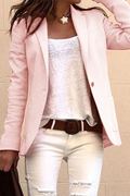 Casual Solid Button Turn-back Collar Outerwear W5519