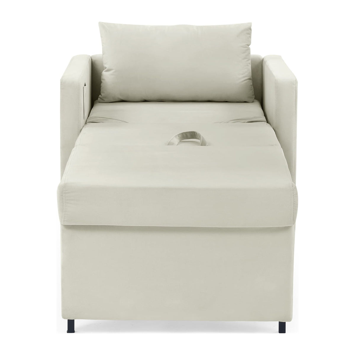 Beige Velvet Convertible Chair Bed L23317