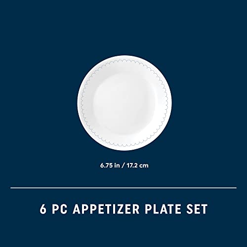 6-Piece Lightweight Round Salad Appetizer Plate Set, Winter Frost White T822970