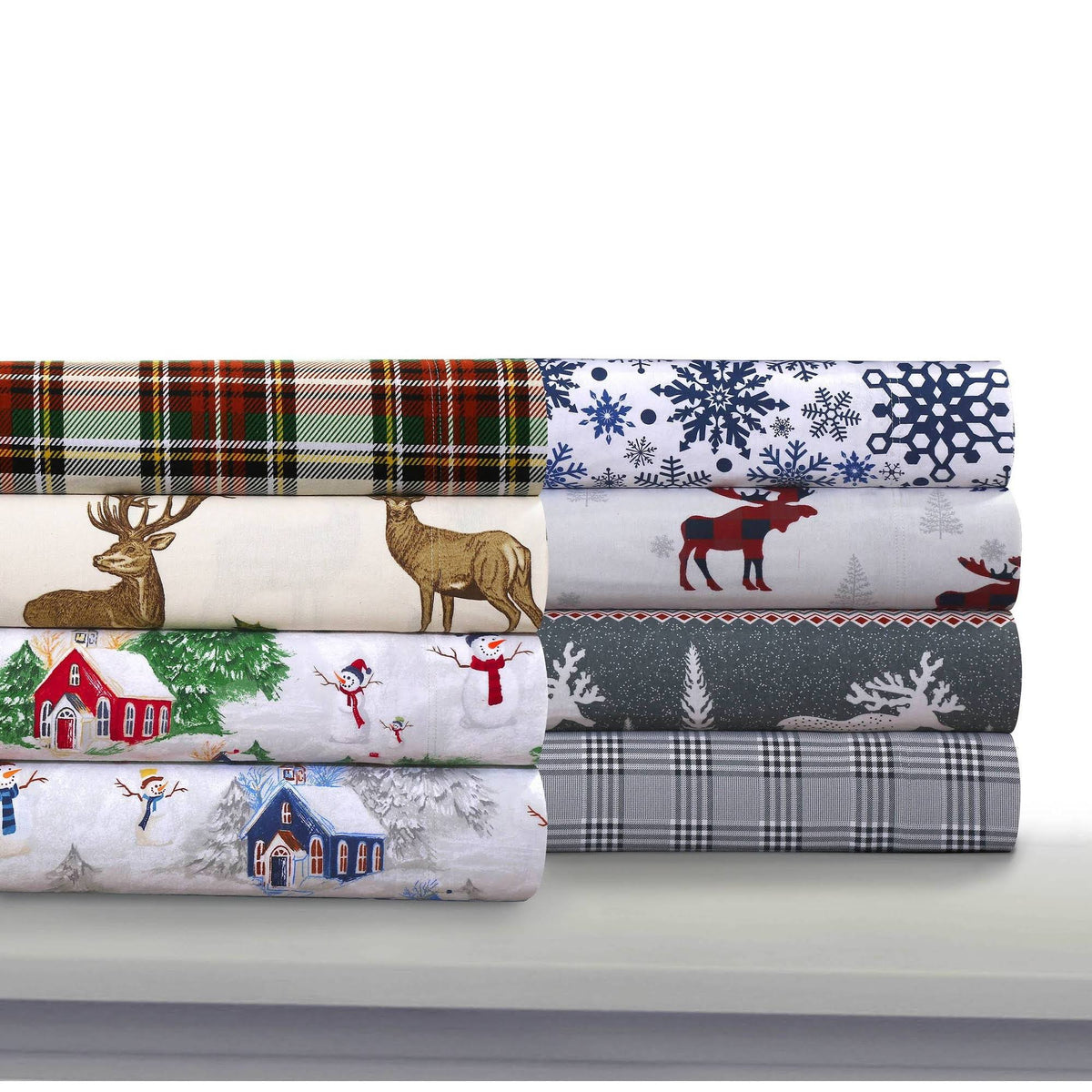 Flannel Extra Deep Pocket Sheet Set Twin XL Navy Red T3615