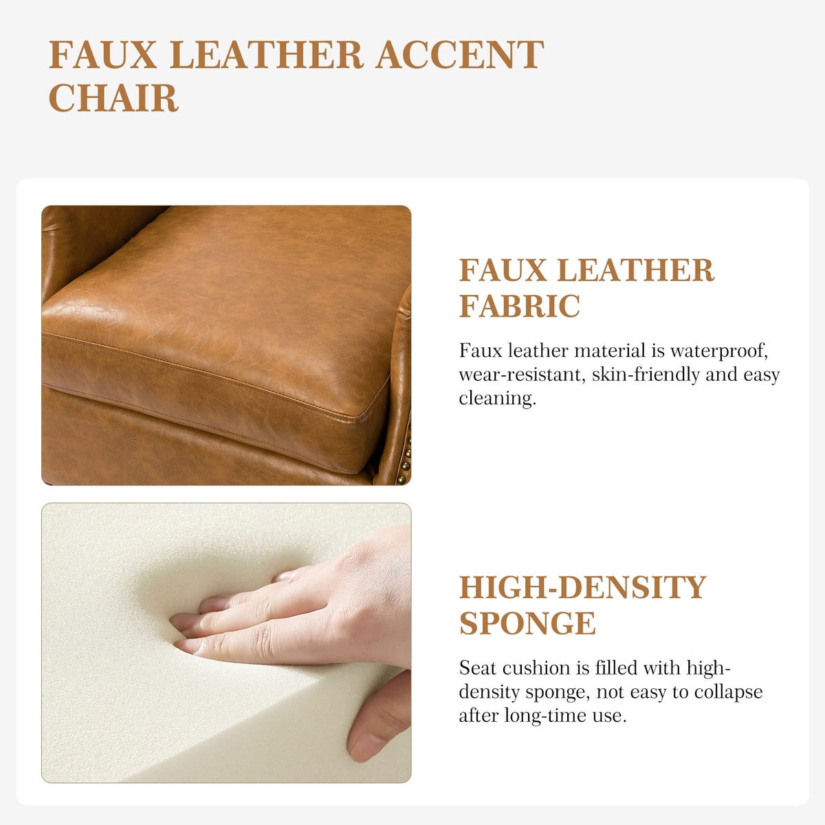 Faux Leather Arm Chair with Nailhead Trim C904372