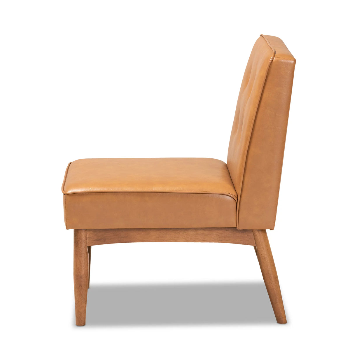 Tan Faux Leather Upholstered Wood Dining Chair I225