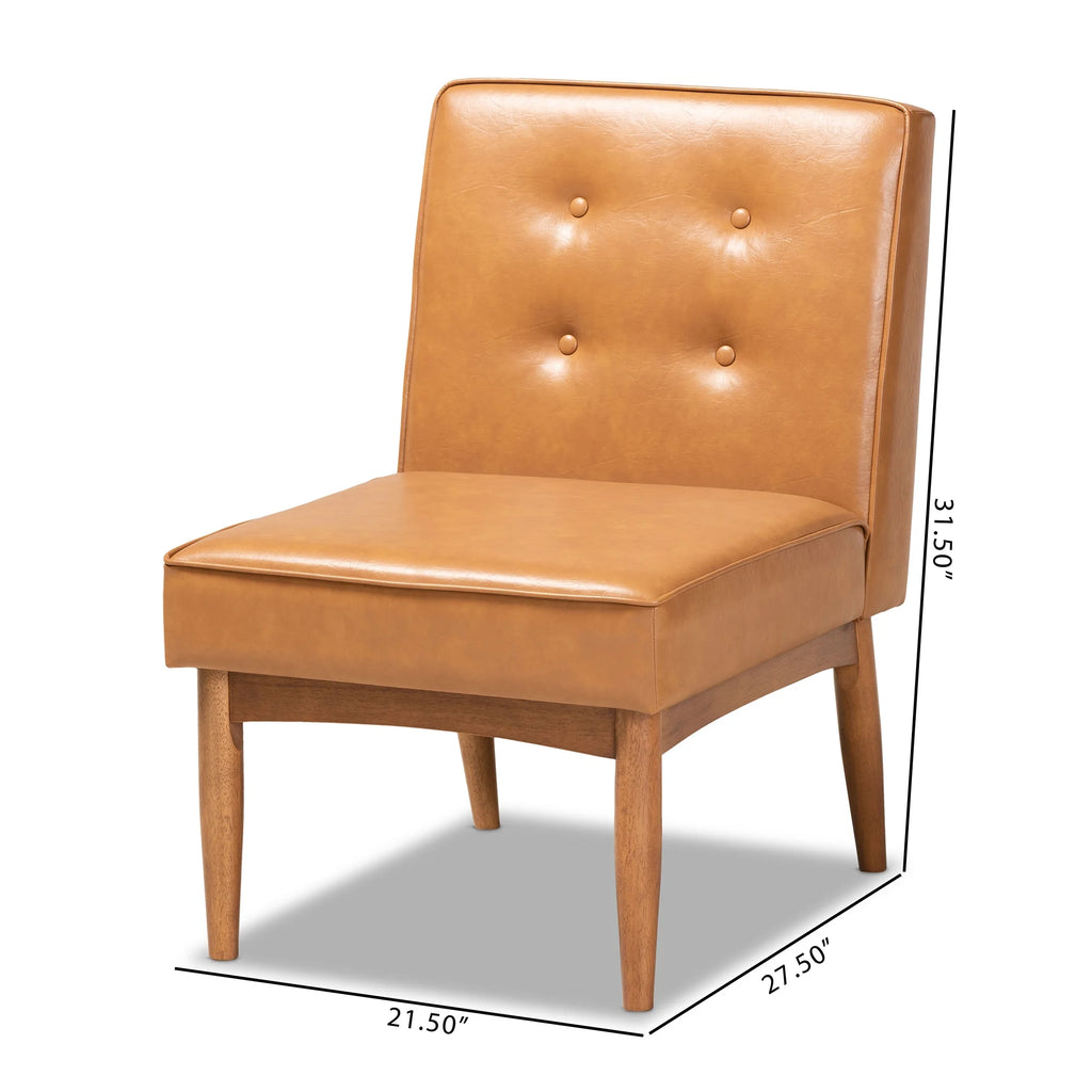 Tan Faux Leather Upholstered Wood Dining Chair I225