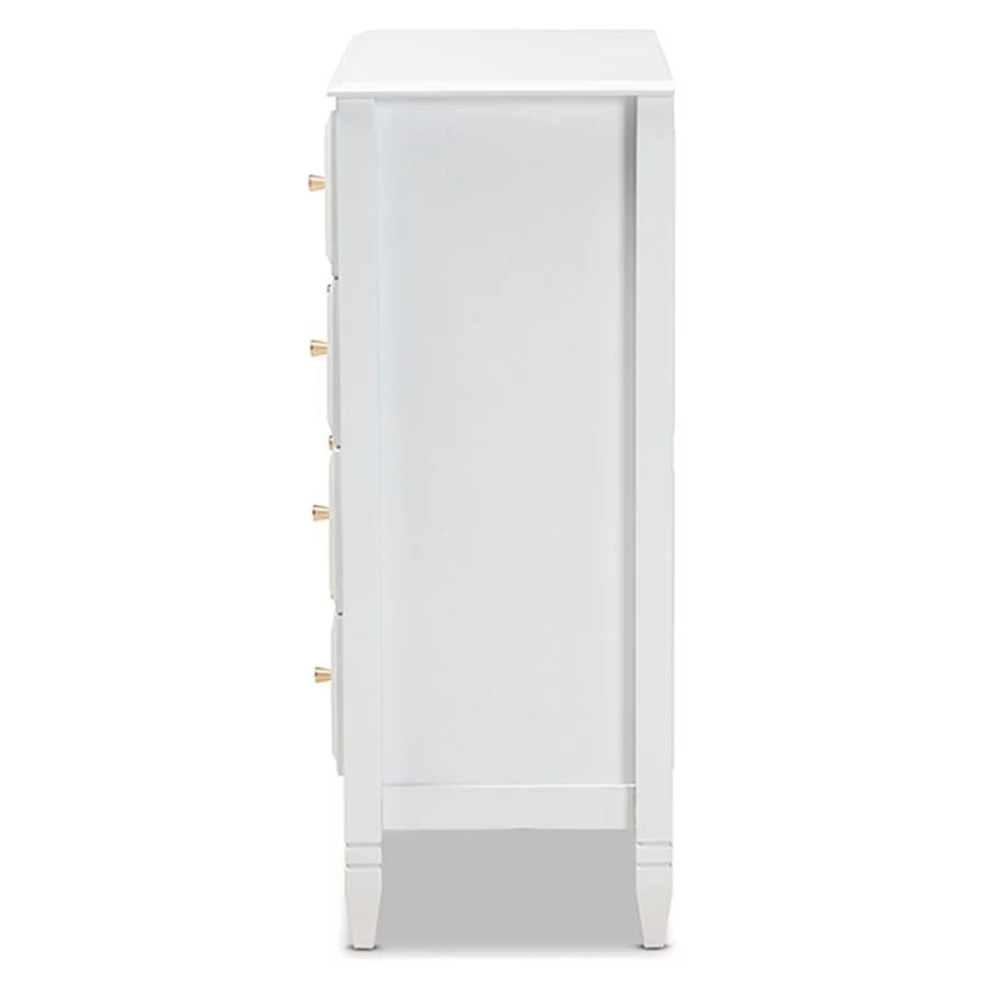 White 4-Drawer Wood Bedroom Chest J906893