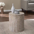 White Washed Round Accent Table Q7331