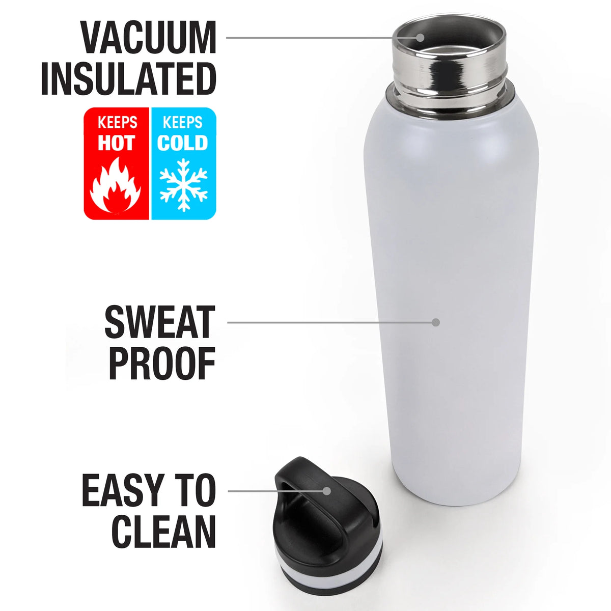 24 oz Insulated Stainless Steel Water Bottle with Loop Cap J35339