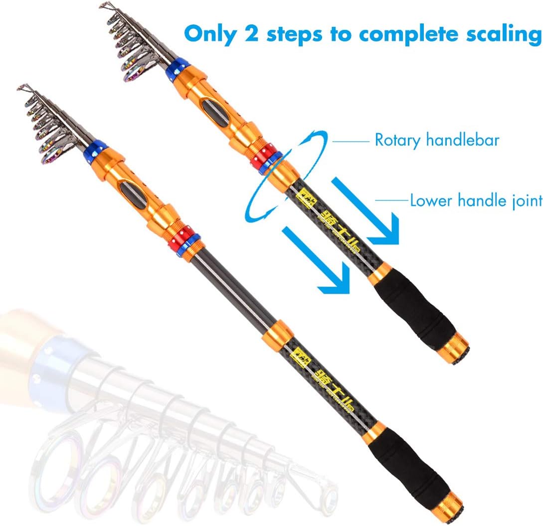 12 FT Carbon Fiber Telescopic Fishing Rod and Reel Combo with Carrier Bag C7778