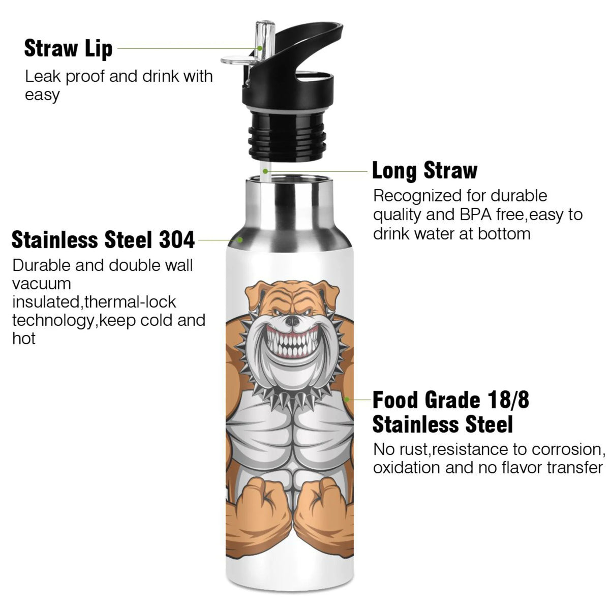 Stainless Steel Insulated Water Bottle with Straw Lid A142794