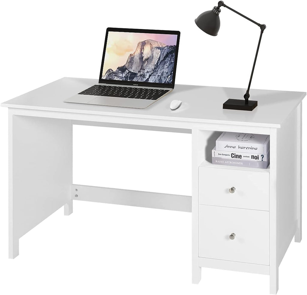 Black Wood Writing Desk with Storage Cabinet and Drawers I77788