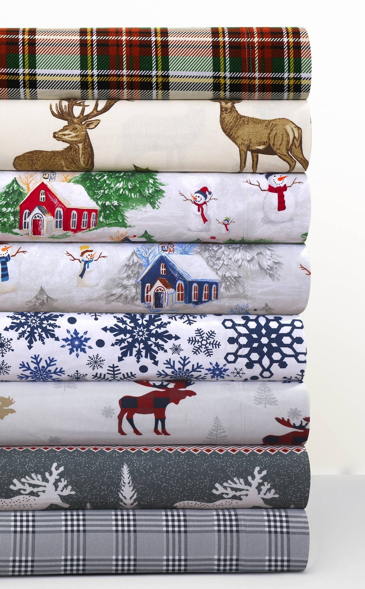 Flannel Extra Deep Pocket Sheet Set Twin XL Navy Red T3615