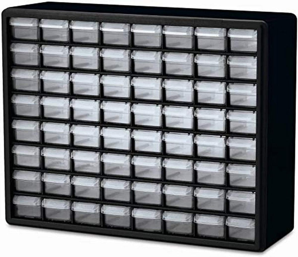 64 Drawer Plastic Parts Storage Cabinet, Black, Pack of 2 U40551