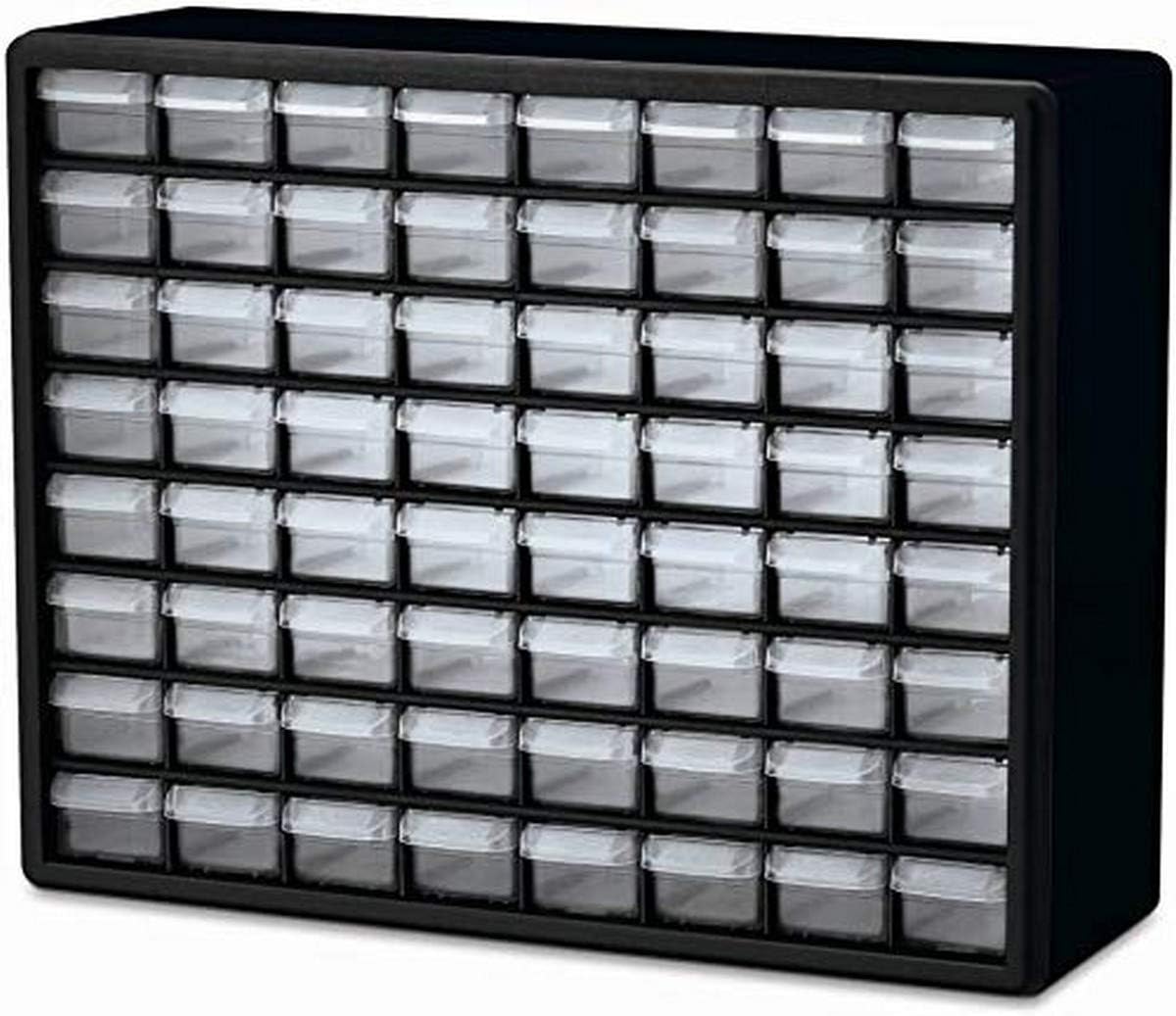 64 Drawer Plastic Parts Storage Cabinet, Black, Pack of 2 U40551