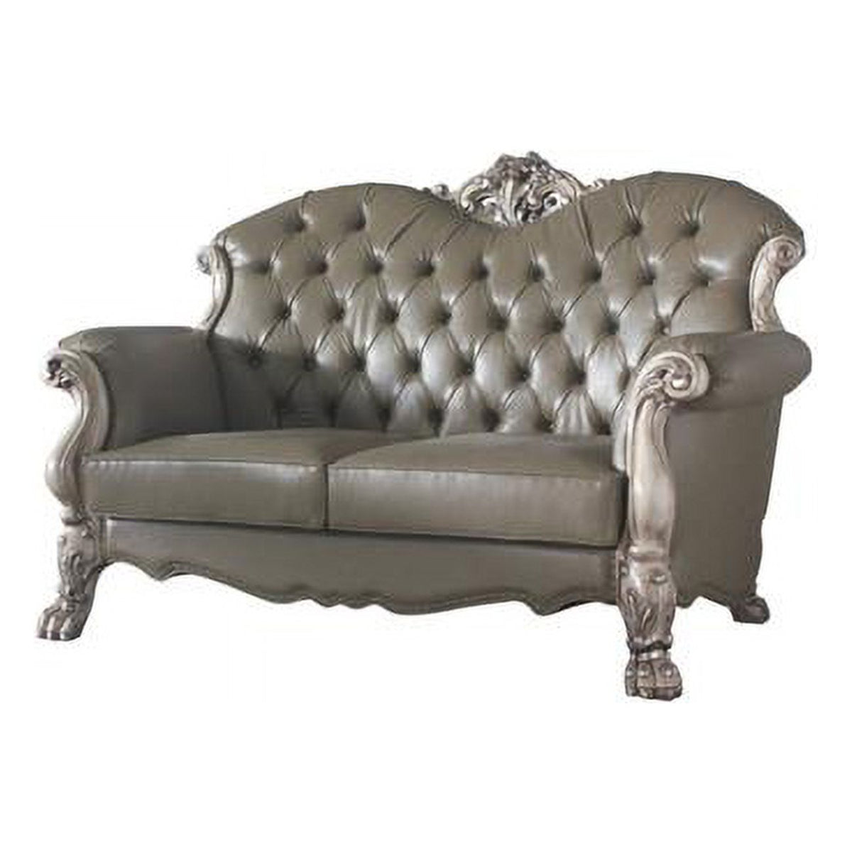 Patina & Bone Faux Leather Love Seat & Toss Pillows Z487