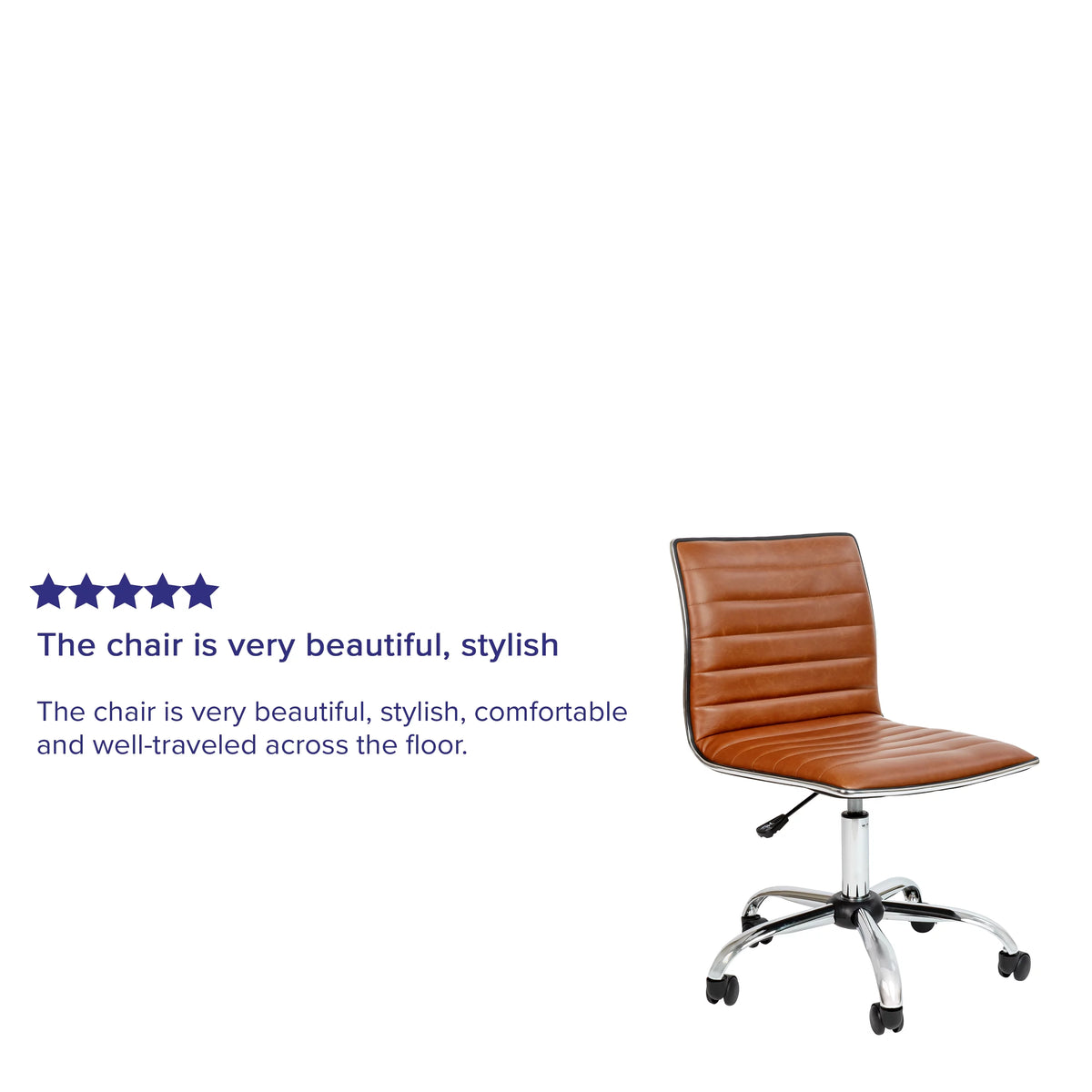 Brown Ribbed Swivel Task Office Chair W7744