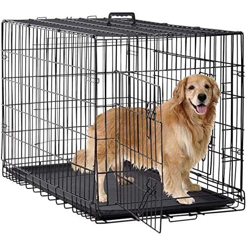 24,30,36,42,48 Inch Folding Metal Wire Dog Crate with Double-Door X3559
