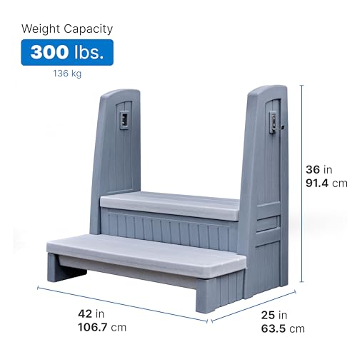 Gray 2-Step Storage Stool with Handrails T835409