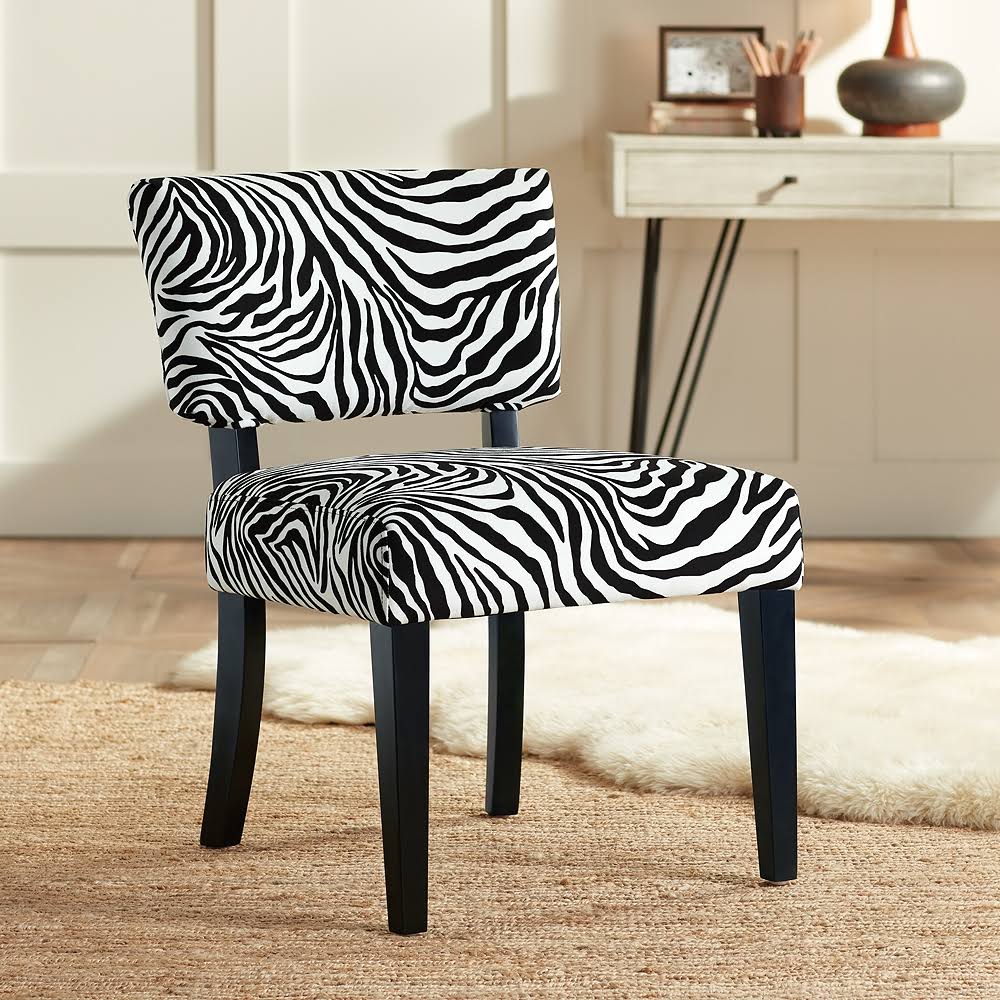 Zambia Zebra Print Accent Chair with Velvet Fabric P7209