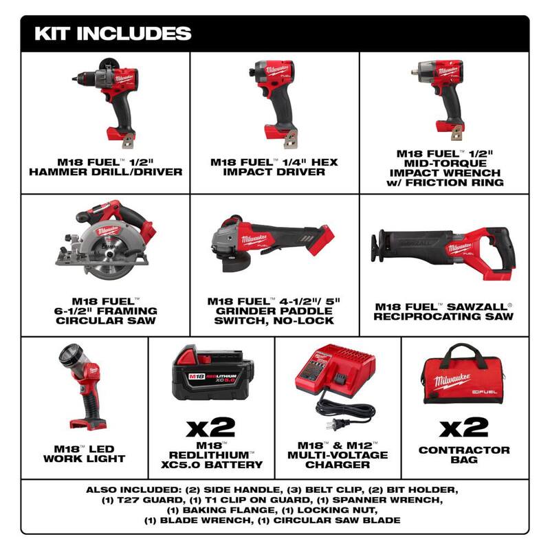 18V Lithium-Ion Brushless Cordless Combo Kit with 5.0Ah Batteries and Charger X63357