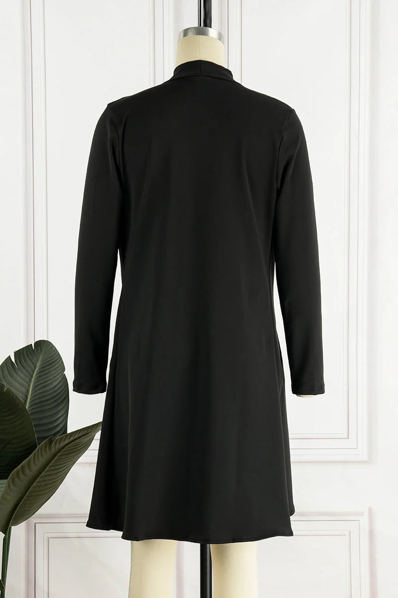 Casual Solid Patchwork Turndown Collar Outerwear Q533