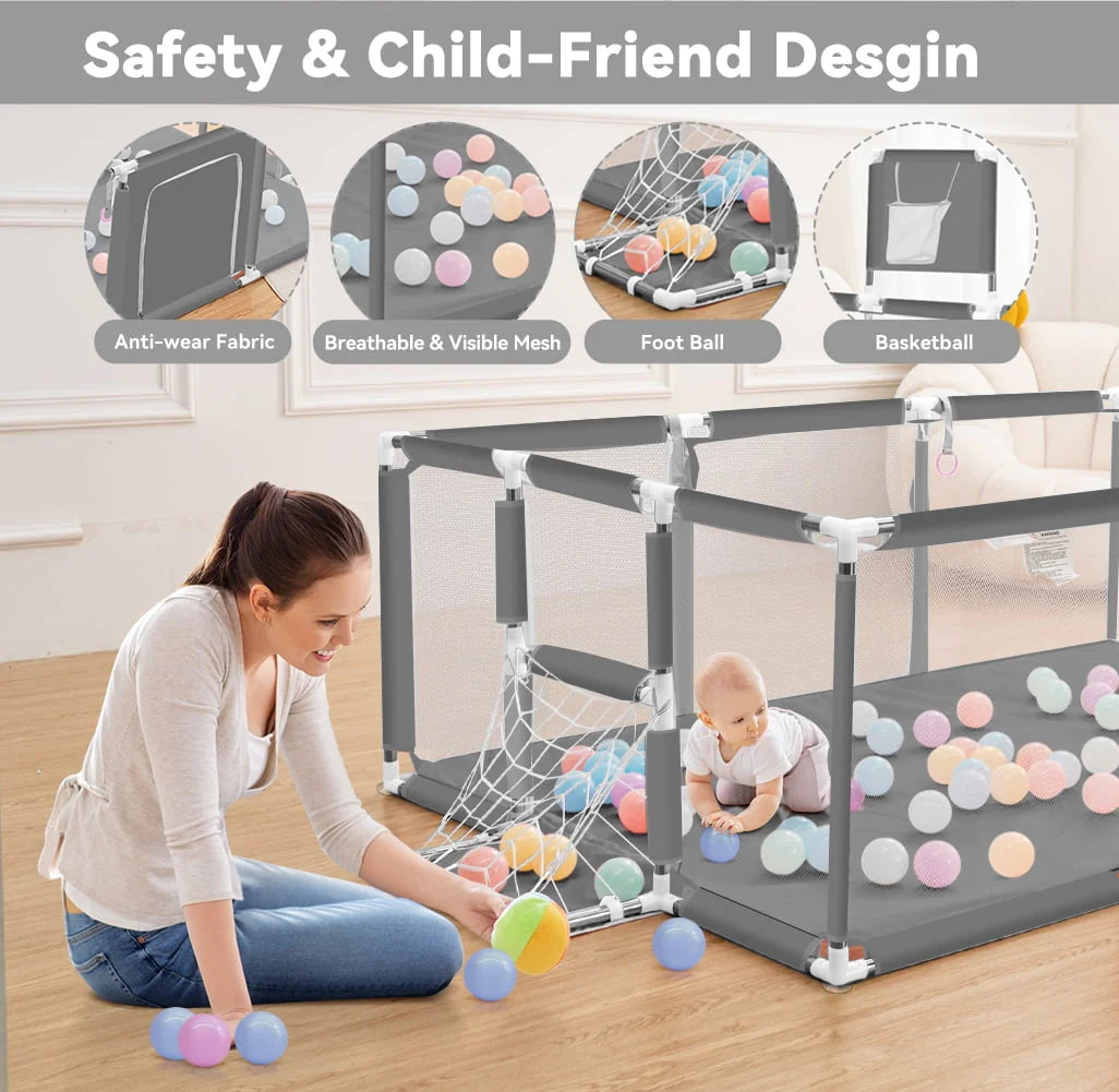 71x48inch Large Gray Baby Playpen R305631