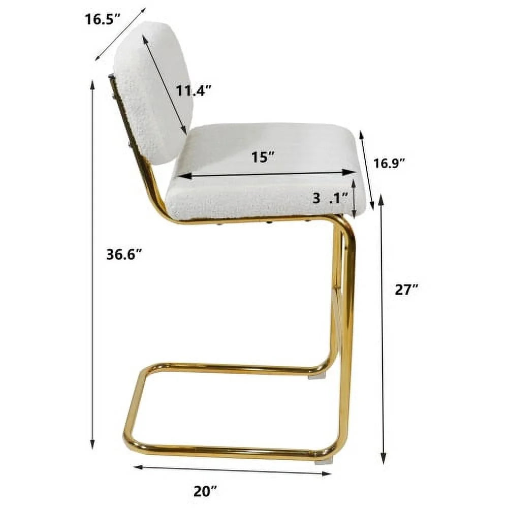 Ivory Boucle Fabric Counter Height Bar Stools Set of 2 L2560