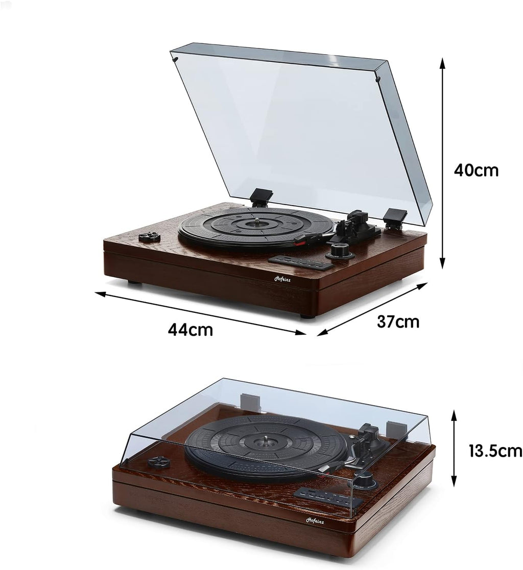 Wooden Vinyl Record Player with Built-in Speakers, Bluetooth Input, 3-Speed D1493