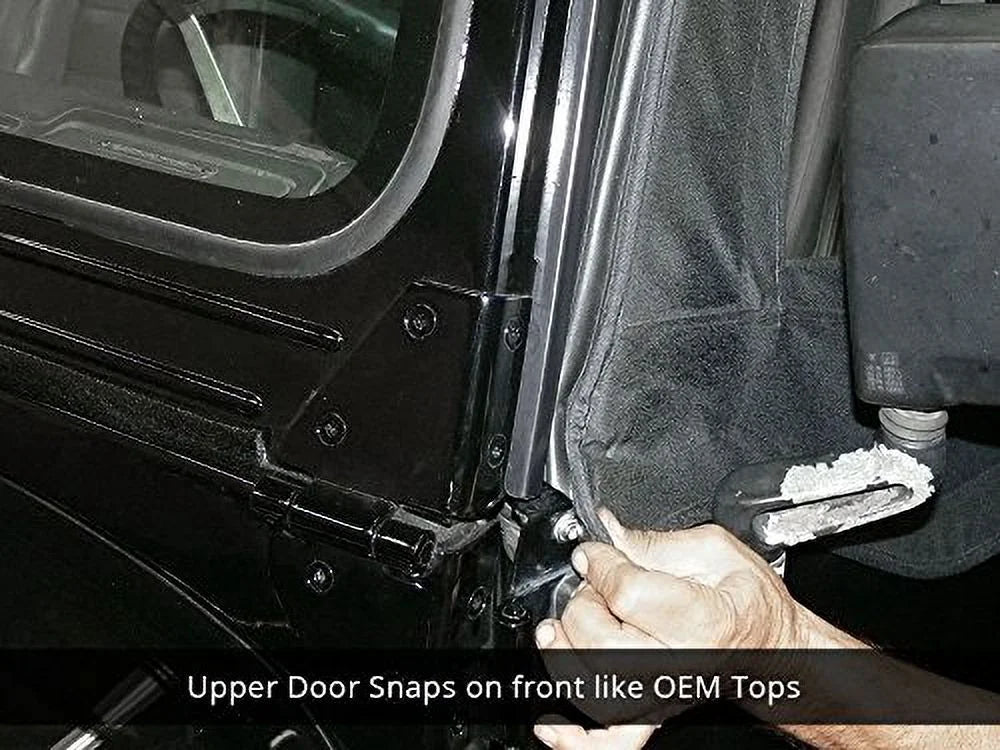 Black Denim Vinyl 2 Door Jeep Soft Top with Rear Plastic Tinted Windows B44126
