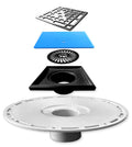4 inch Square Shower Drain Bonding Flange Kit with Stainless Steel Grate T5180