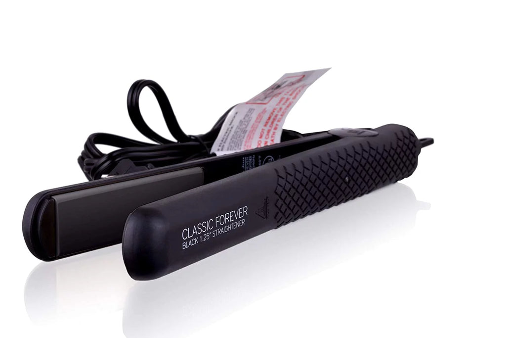 Black 1.25" Ceramic Ionic Flat Iron Hair Straightener Y196286
