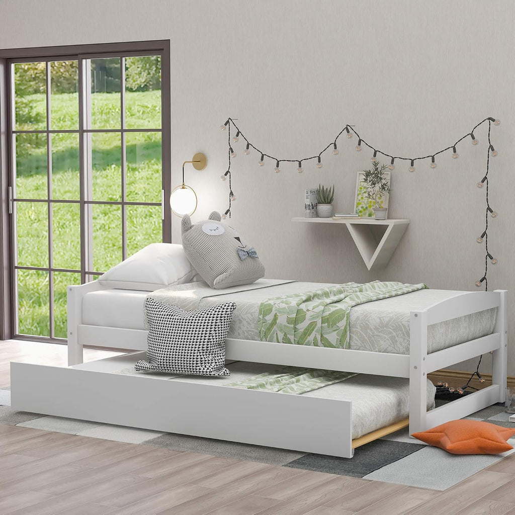 Twin Size Solid Wood Daybed with Trundle N688912