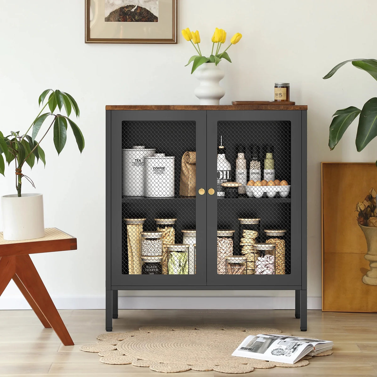 Metal Storage Cabinet with 2 Mesh Doors S59707