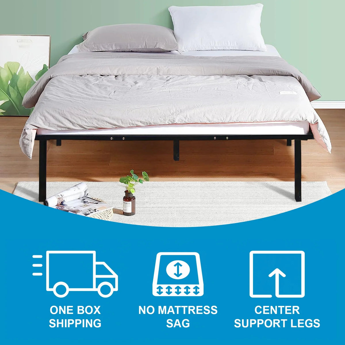 14" Metal Platform Bed Frame California King L952