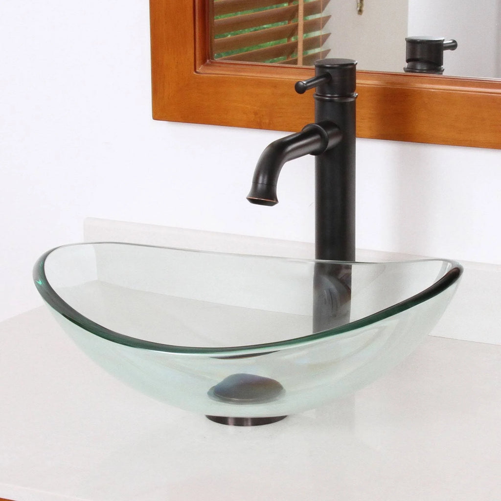 Oval Transparent Tempered Glass Bathroom Vessel Sink R16382