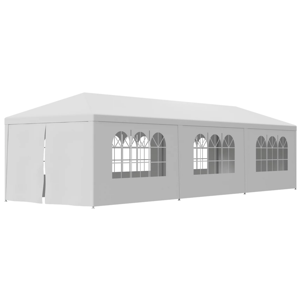 10'x 30' White Gazebo Canopy with 6 Windows & 2 Sidewalls R937094