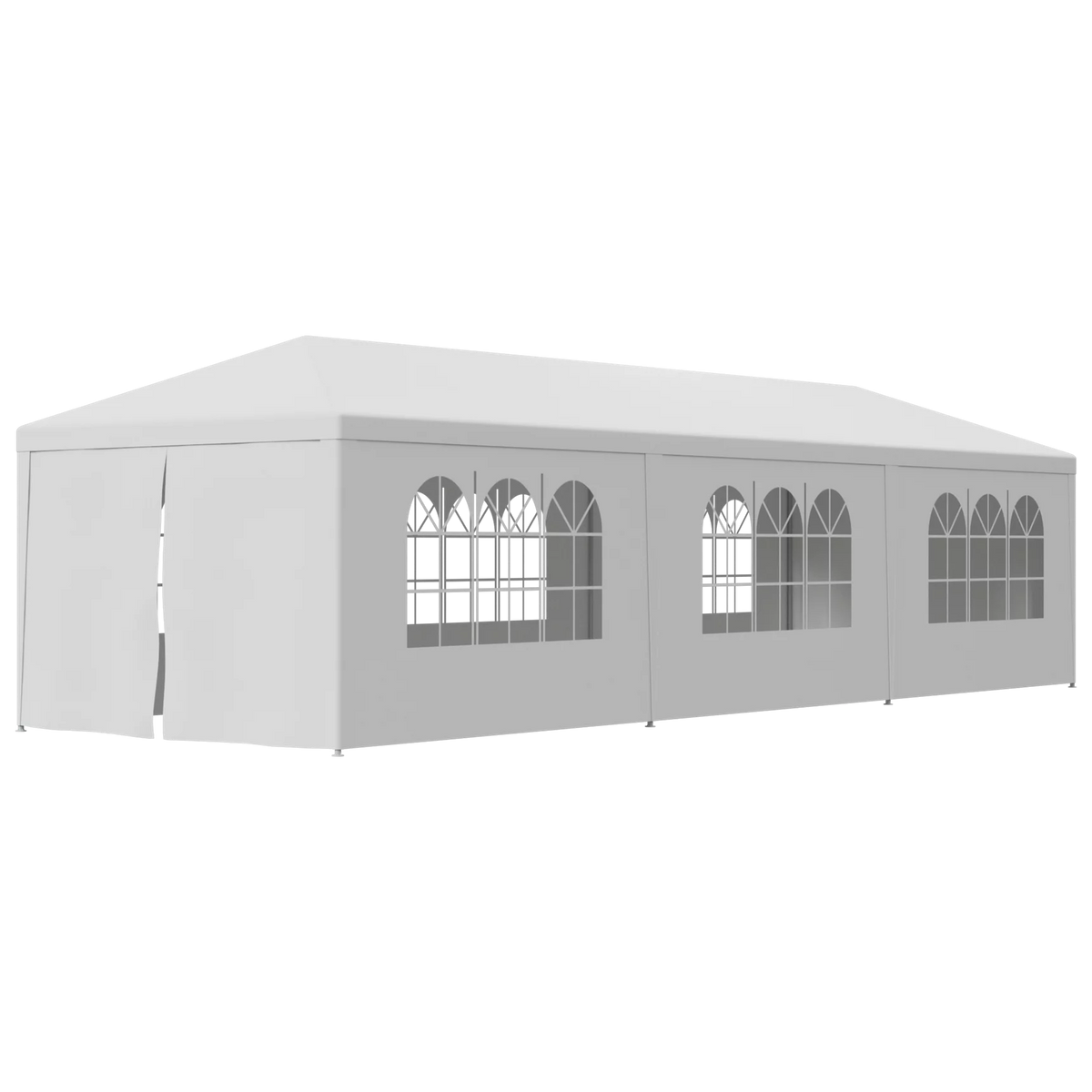 10'x 30' White Gazebo Canopy with 6 Windows & 2 Sidewalls R937094