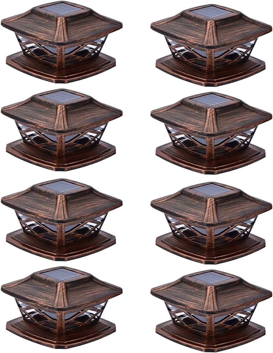 Solar Post Lights Outdoor 2 Modes Waterproof LED Fence Cap Light 2 Pack G136967